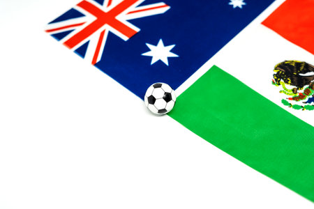 Australia vs Mexico, Football match with national flagsの写真素材