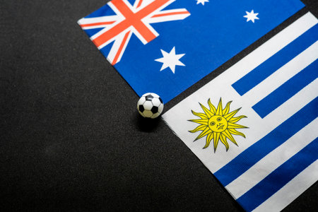 Football match with national flagsの写真素材