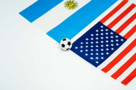 Football match with national flagsの写真素材