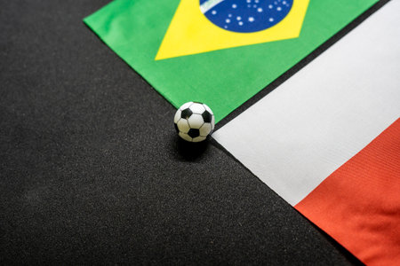 Brazil vs Poland, Football match with national flagsの写真素材