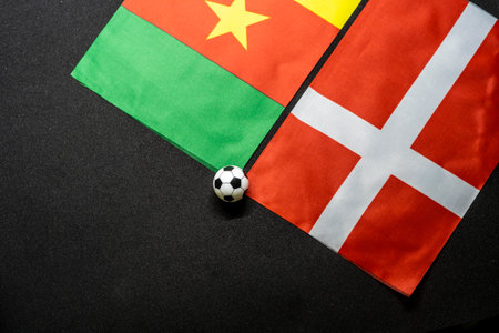 Cameroon vs Denmark, Football match with national flagsの写真素材
