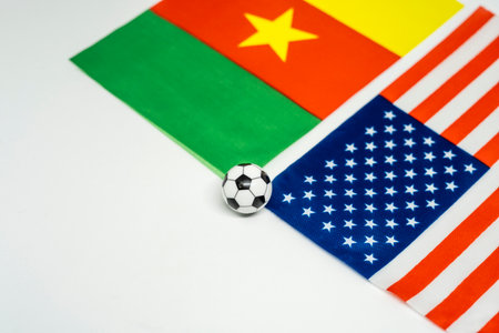 Cameroon vs USA, Football match with national flagsの写真素材
