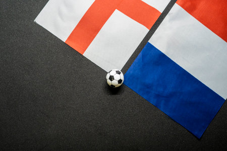 England vs France, Football match with national flagsの写真素材