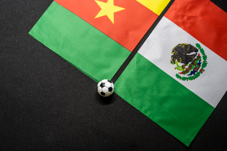 Cameroon vs Mexico, Football match with national flagsの写真素材