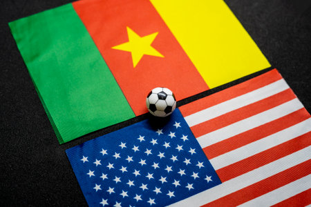 Cameroon vs USA, Football match with national flagsの写真素材