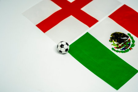Football match with national flagsの写真素材