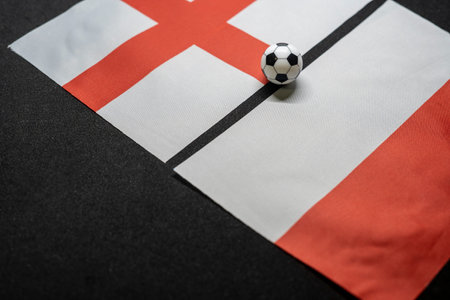 England vs Poland, Football match with national flagsの写真素材