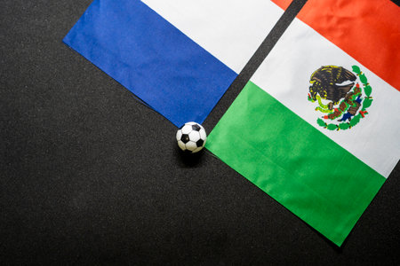 France vs Mexico, Football match with national flagsの写真素材