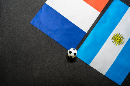 Football match with national flagsの写真素材