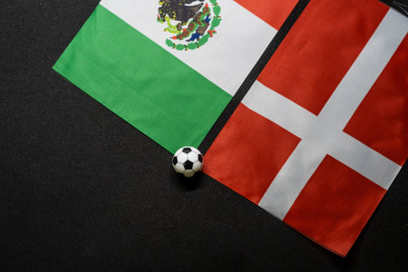Mexico vs Denmark, Football match with national flagsの写真素材
