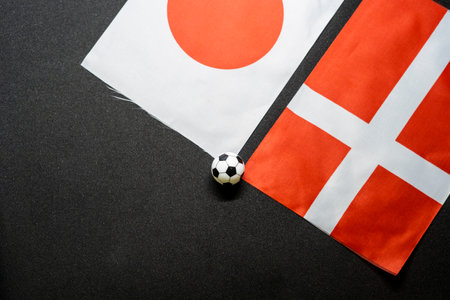 Japan vs Denmark, Football match with national flagsの写真素材