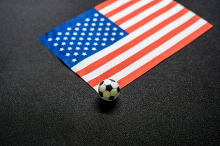 Soccer ball with American flagの写真素材