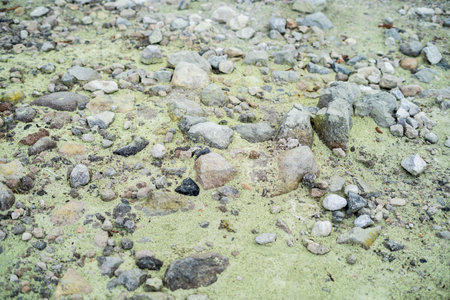 Kawah Putih Crater lake in Ciwidey West Java, Bandung Indonesiaの写真素材