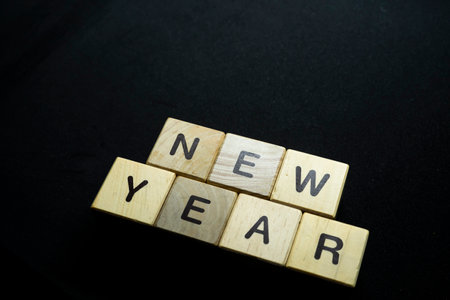 New year resolutions with writing blockの写真素材