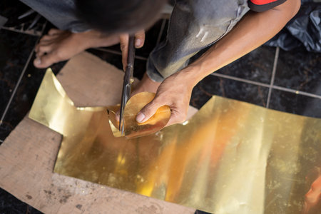 Craftsmen of traditional muslim lantern lamps in Cianjur are called "Lampu Gentur". Lampu Gentur are one of the handicraft products that are characteristic of Cianjur, Indonesia.の写真素材
