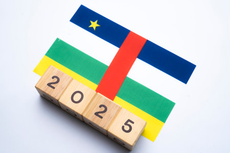 2025, Central African Republic, Central African Republic flag with date block, Concept, Important events for Central African Republic in the new year, election, economy, social activities, central bank, Central African Republic foreign policyの写真素材