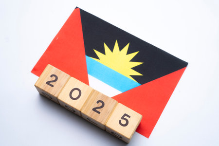 2025, Antigua and Barbuda with date block, Concept, Important events for Antigua and Barbuda the new year, election, economy, social activities, central bank, Antigua and Barbuda foreign policyの写真素材