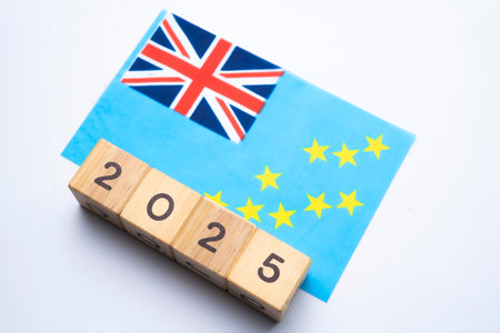 2025, Tuvalu, Tuvalu flag with date block, Concept, Important events for Tuvalu in the new year,...