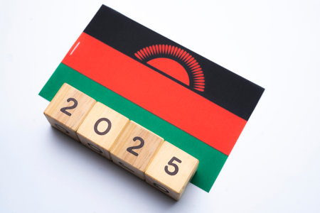 2025, Malawi, Malawi flag with date block, Concept, Important events for Malawi the new year, election, economy, social activities, central bank, Malawi foreign policyの写真素材