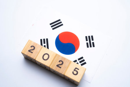 2025, South Korea with date block, Concept, Important events for South Korea the new year, election, economy, social activities, central bank, South Korea foreign policyの写真素材