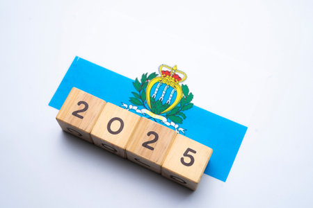 2025, Guatemala, Guatemala flag with date block, Concept, Important events for Guatemala in the new year, election, economy, social activities, central bank, Guatemala foreign policyの写真素材