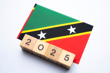2025, Saint Vincent and the Grenadines flag with date block, Concept, Important events for Saint Vincent and the Grenadines the new year, election, economy, social activities, central bank, Saint Vincent and the Grenadines foreign policyの写真素材