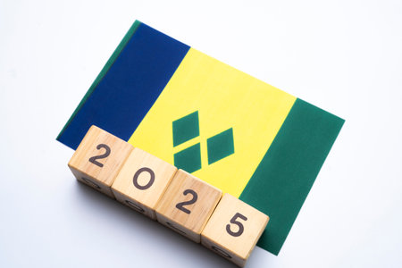 2025, Saint Vincent and the Grenadines flag with date block, Concept, Important events for Saint...