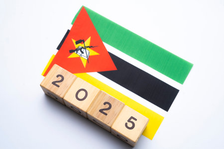 2025, Mozambique with date block, Concept, Important events for Mozambique the new year, election, economy, social activities, central bank, Mozambique foreign policyの写真素材