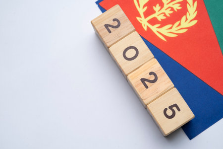 2025, Eritrea, Eritrea flag with date block, Concept, Important events for Eritrea the new year,...