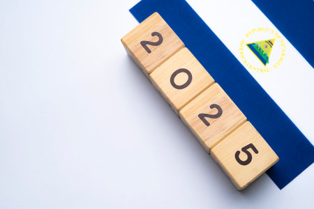 2025, Nicaragua, Nicaragua flag with date block, Concept, Important events for Nicaragua in the new...