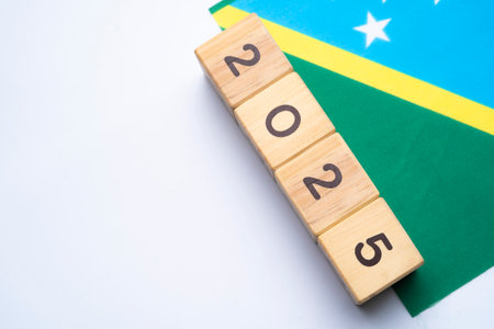 2025, Solomon Islands flag with date block, Concept, Important events for Solomon Islands the new...
