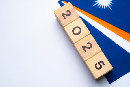 2025, Marshall Islands flag with date block, Concept, Important events for Marshall Islands the new...