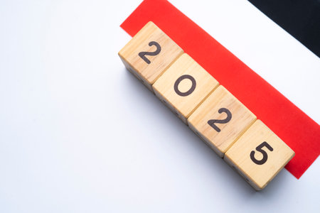 2025, Yemen flag with date block, Concept, Important events for Yemen the new year, election,...