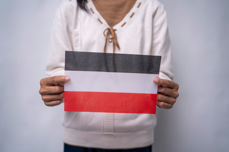 A person holding the flag with prideの写真素材