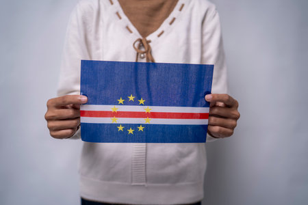Hands Holding Flag of the Nation Cape Verdeの写真素材