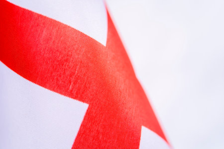 Close Up England Flag Fabric Texture Detailの写真素材