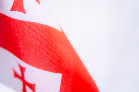 Close Up Georgia Flag Fabric Texture Detailの写真素材