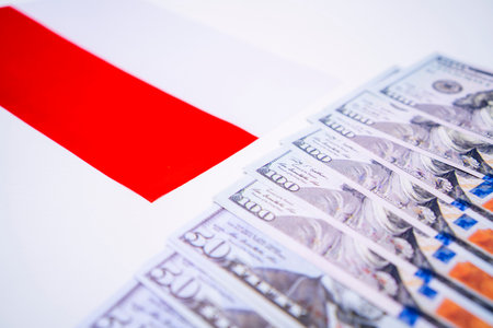 Indonesian Flag and US Dollar Currency Conceptの写真素材