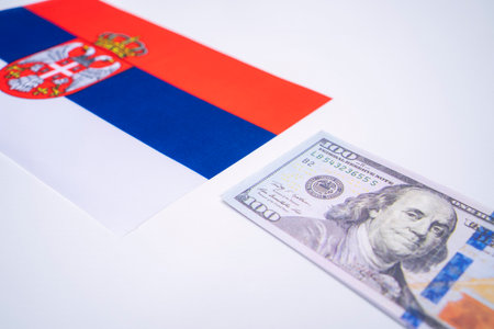 Serbia Flag With US Dollar Financial Conceptの写真素材