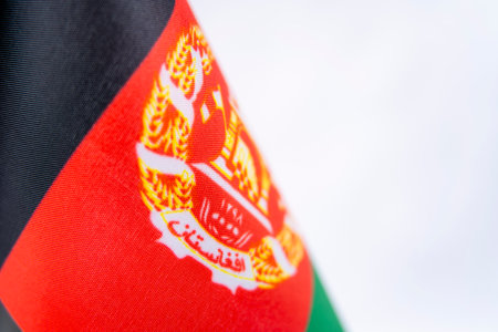 Close Up Afghanistan Flag Fabric Texture Detailの写真素材