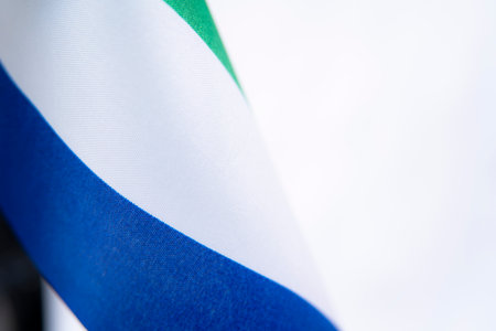 Close Up Blue White Green Flag Fabricの写真素材