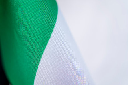 Close Up Green White Flag Fabric Textureの写真素材