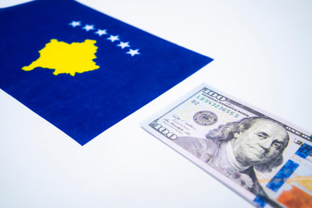 Kosovo Flag And US Dollar Financial Concept