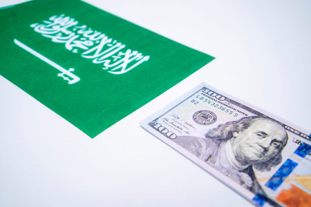 Saudi Arabia Flag With US Dollar Concept