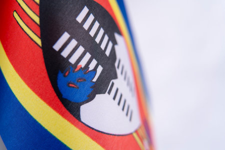 Close Up Fabric Texture of Eswatini Flagの写真素材