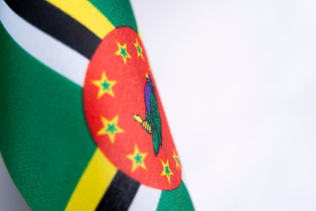 Close Up Fabric Texture of Dominica Flagの写真素材