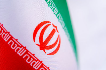 Iran Flag Fabric Texture Close Up Background