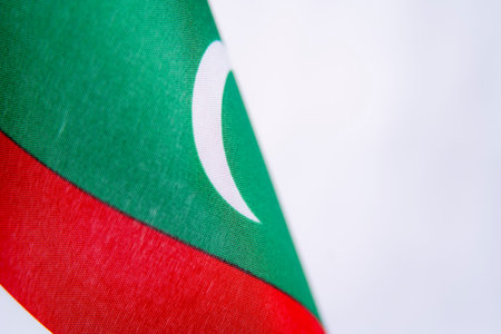 Maldives Flag Fabric Texture Macro Closeup Detail