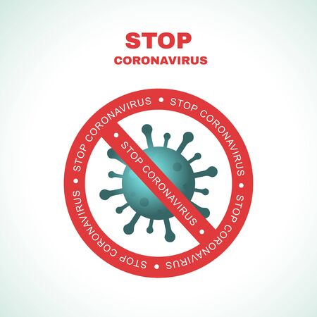 No Infection and Stop Coronavirus. Pandemic medical concept with dangerous cells. Vector illustrationのイラスト素材