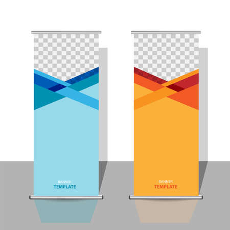 modern roll-up banner templates. geometric abstract vector design.のイラスト素材